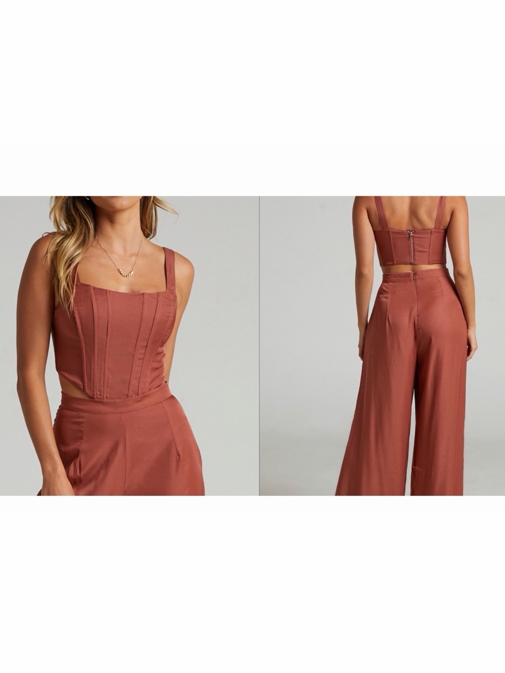 Seven Wonders Terracotta Corset Pants Matching Set XS
